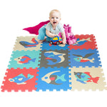 Set 9 pezzi tappetini puzzle antiscivolo in schiuma EVA
