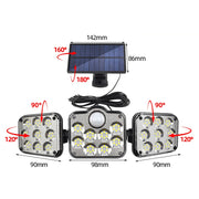 Lampada da parete solare girevole a 3 teste impermeabile IP65