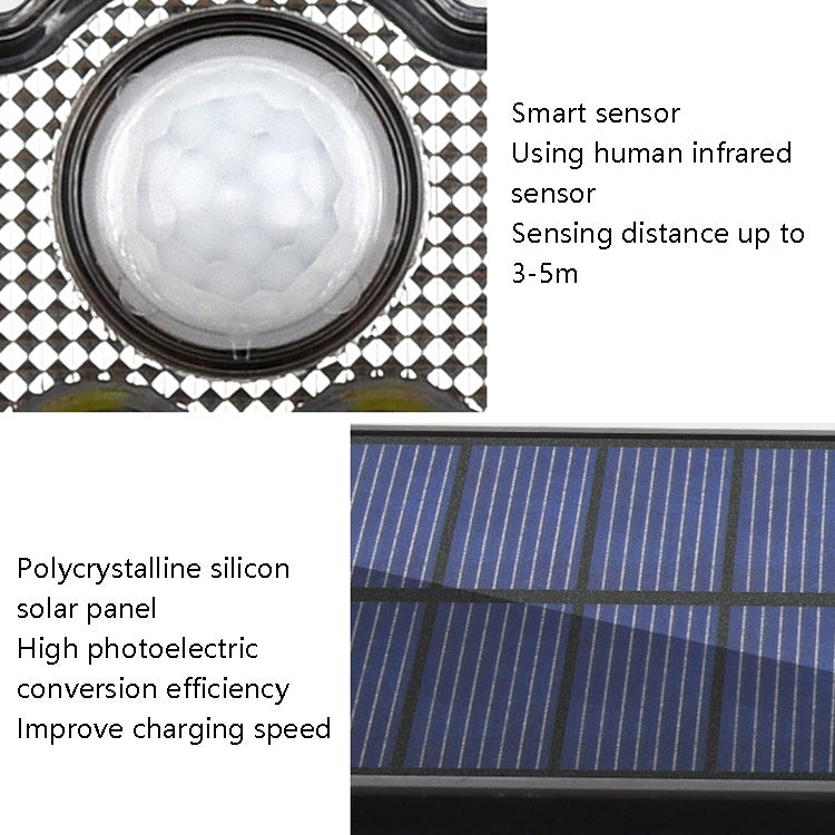 Lampada da parete solare girevole a 3 teste IP65