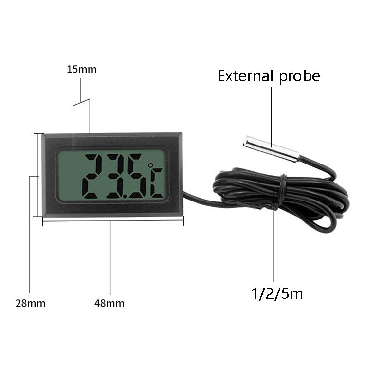 Termometro digitale per acquario da 2 pezzi Termometro di misurazione elettronico con sonda impermeabile, lunghezza della linea:, 1m (Black), 1m (White), 2m (Black), 2m (White), 5m (Black), 5m (White)