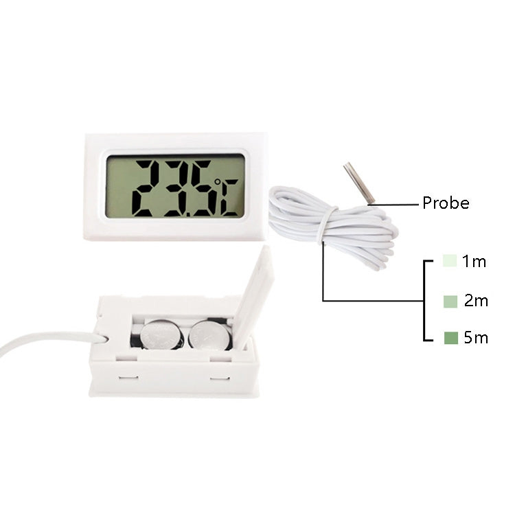 Termometro digitale per acquario da 2 pezzi Termometro di misurazione elettronico con sonda impermeabile, lunghezza della linea:, 1m (Black), 1m (White), 2m (Black), 2m (White), 5m (Black), 5m (White)