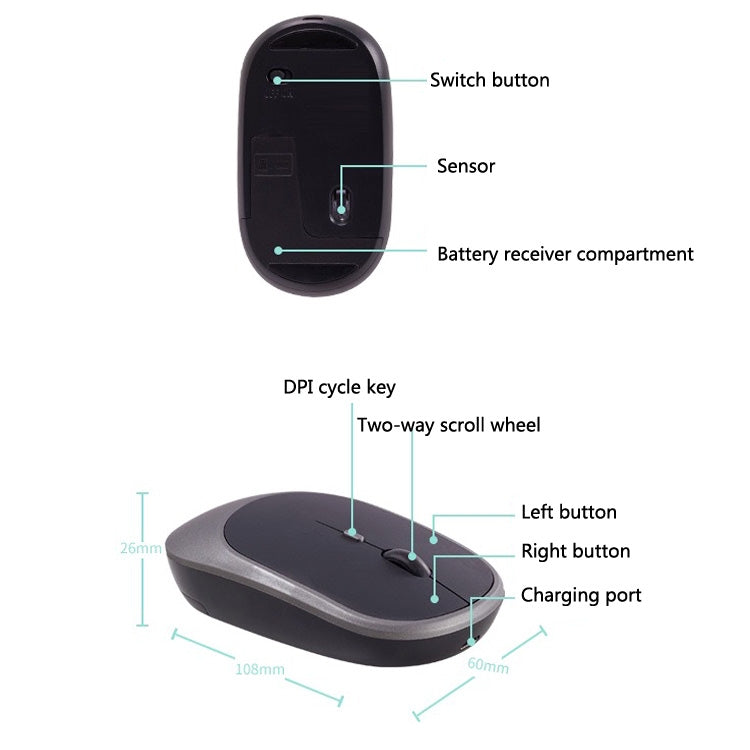 M030 4 Tasti 1600DPI Laptop Office Mute Mouse, Stile:, Wireless (Ink Green), Wireless (Blue), Wireless (Pink), Wireless (Gray), Wireless (White), Wireless (Black), Bluetooth (Ink Green), Bluetooth (Blue), Bluetooth (Pink), Bluetooth (Gray)�������������...