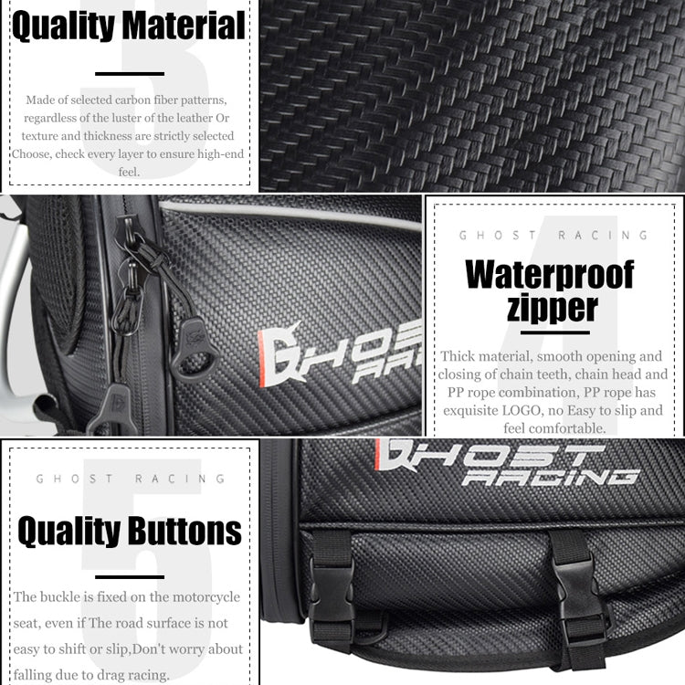 GHOST RACING GR-CWB04 Borsa da equitazione per moto Borsa posteriore per locomotiva, Locomotive Back Bag