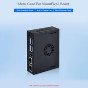 Custodia in metallo Waveshare 25311 per scheda VisionFive2, con ventola di raffreddamento