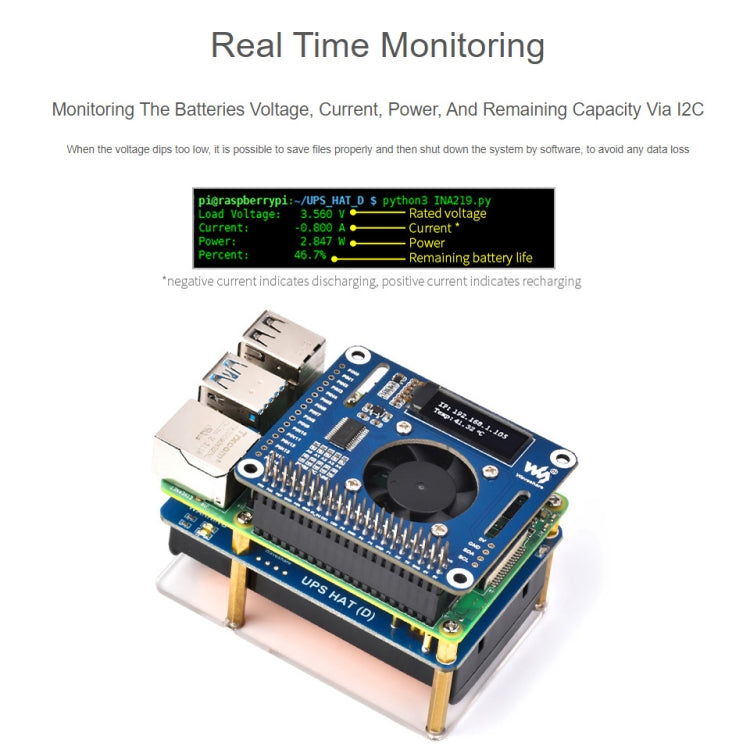Waveshare UPS HAT per Raspberry Pi con connettore Pogo Pin