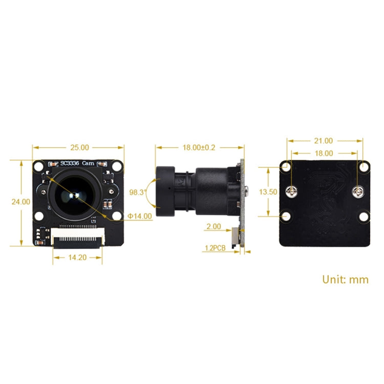 Modulo fotocamera Waveshare SC3336 3MP 1/2,8" F2.0