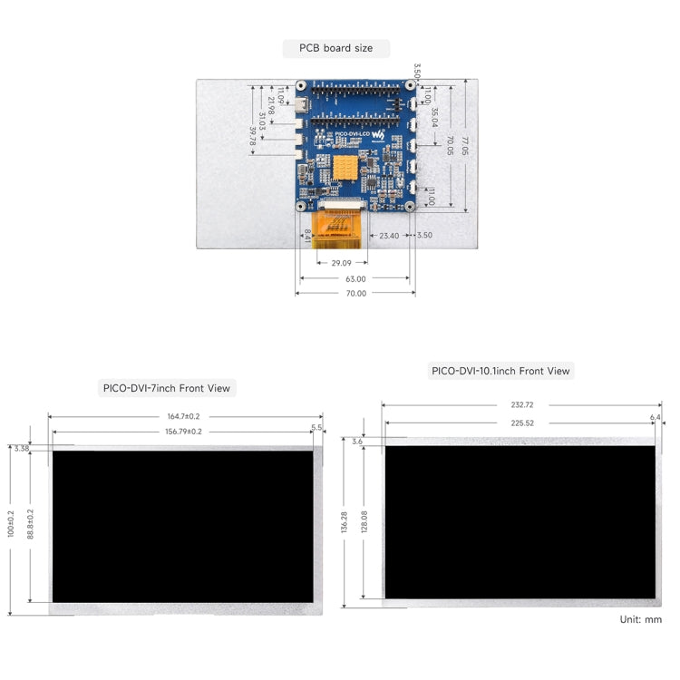 Modulo display IPS DVI 7" e 10,1" per Raspberry Pi Pico