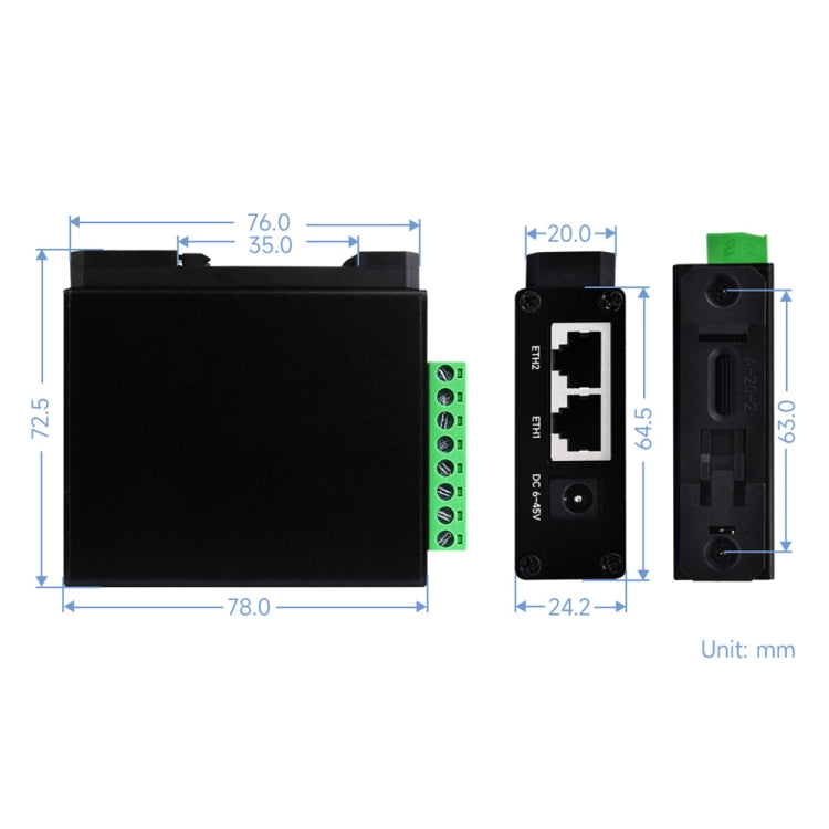 Waveshare server seriale Ethernet RS232 RS485 RJ45