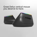 DELUX M618DB Mouse verticale wireless Bluetooth dual-mode a 6 tasti 1600 DPI RGB, M618DB(Bluetooth Version)