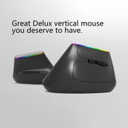 DELUX M618DB Mouse verticale wireless Bluetooth dual-mode a 6 tasti 1600 DPI RGB, M618DB(Bluetooth Version)