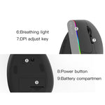 DELUX M618DB Mouse verticale wireless Bluetooth dual-mode a 6 tasti 1600 DPI RGB, M618DB(Bluetooth Version)