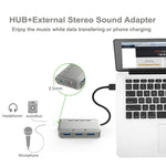 MB-103 USB 3.1 HUB drive-free a tre porte + scheda audio 7.1 Voice Changer Docking station ad alta velocità, lunghezza cavo: 1,2 m