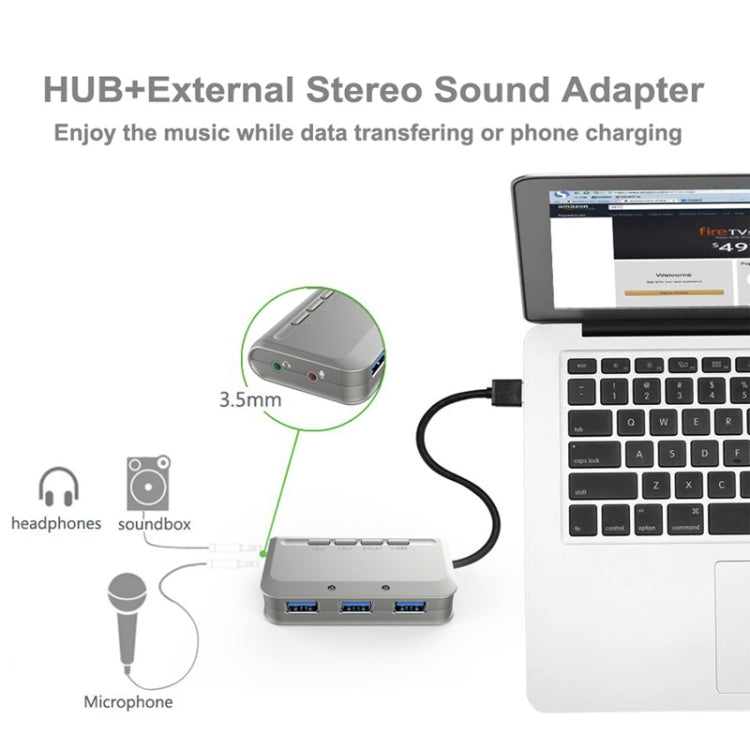 MB-103 USB 3.1 HUB drive-free a tre porte + scheda audio 7.1 Voice Changer Docking station ad alta velocità, lunghezza cavo: 1,2 m