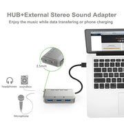 MB-103 USB 3.1 HUB drive-free a tre porte + scheda audio 7.1 Voice Changer Docking station ad alta velocità, lunghezza cavo: 1,2 m
