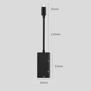3 in 1 USB-C / Type-C maschio a 3,5 mm + PD 60 W femmina di ricarica e adattatore audio digitale