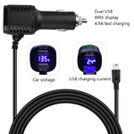 Caricabatteria per auto H519 Registratore di guida Cavo di alimentazione Dual USB con linea di ricarica del display, specifica:, Mini Straight, Mini Right Elbow, Mini Left Elbow, Micro Straight, Micro Left Elbow, Micro Right Elbow