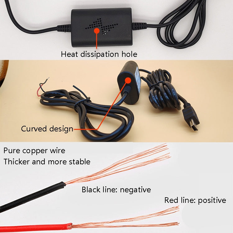 2 PCS Car OBD Protezione a bassa tensione Monitor di parcheggio Cavo di alimentazione 12V Turn 5V 2.5A Step-down Line, Specifica:, Mini Right Elbow, Mini Left Elbow, Mini Straight, Micro Left  Elbow, Micro Right Elbow, Micro Straight