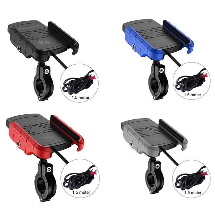 Staffa per telefono cellulare con ricarica wireless per moto M9 Staffa per navigazione per telefono cellulare con ricarica rapida da 15 W, M9 (Black), M9 (Blue), M9 (Red), M9 (Gray)
