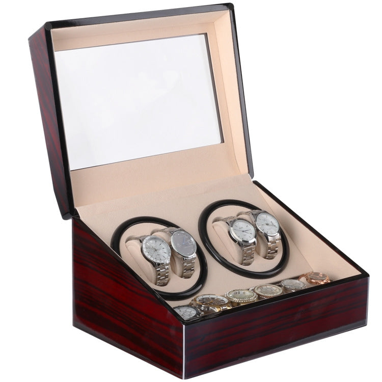Watch Shaker 4 + 6 cifre orologio meccanico a carica automatica Watch Box Watch Shaker, spina americana, Red Sandalwood, Black