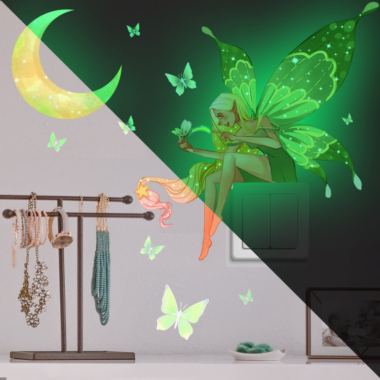 ZSZ1198B Luce notturna Luna Farfalla Adesivi murali Camera dei bambini Camera da letto Adesivi murali decorativi semplici, Night Light Moon Butterfly