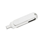 USB 3.0 + 8 pin + USB-C / Type-C 3 in 1 Telefono Computer U-Disk in metallo girevole, 16GB, 32GB, 64GB, 128GB, 256GB