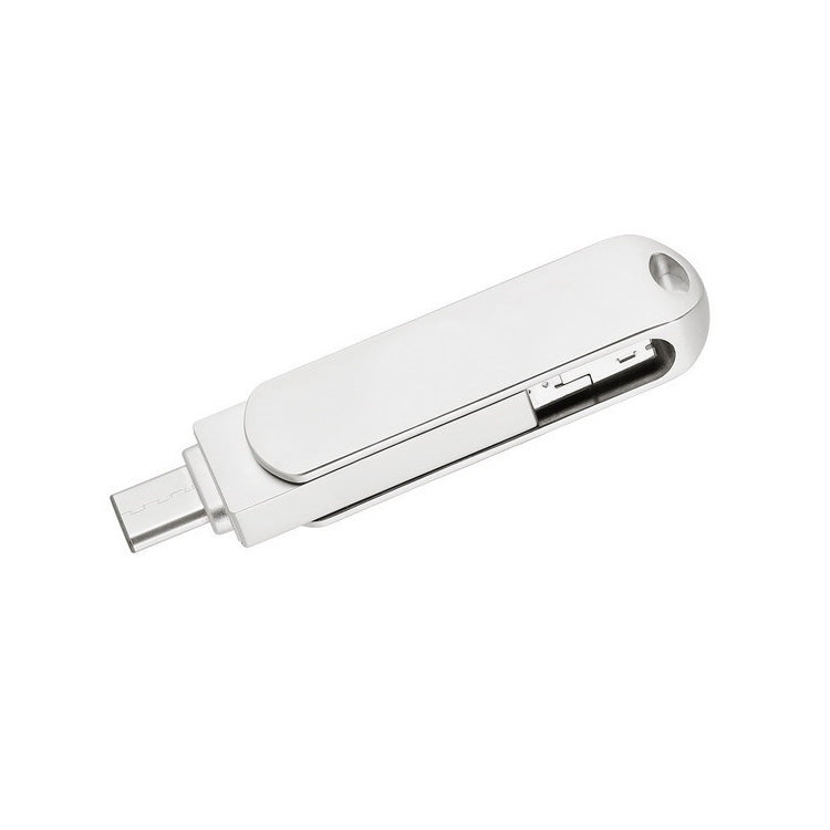 USB 3.0 + 8 pin + USB-C / Type-C 3 in 1 Telefono Computer U-Disk in metallo girevole, 16GB, 32GB, 64GB, 128GB, 256GB