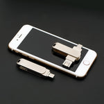 USB 3.0 + 8 pin + USB-C / Type-C 3 in 1 Telefono Computer U-Disk in metallo girevole, 16GB, 32GB, 64GB, 128GB, 256GB