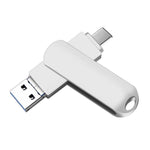 USB 3.0 + 8 pin + USB-C / Type-C 3 in 1 Telefono Computer U-Disk in metallo girevole, 16GB, 32GB, 64GB, 128GB, 256GB