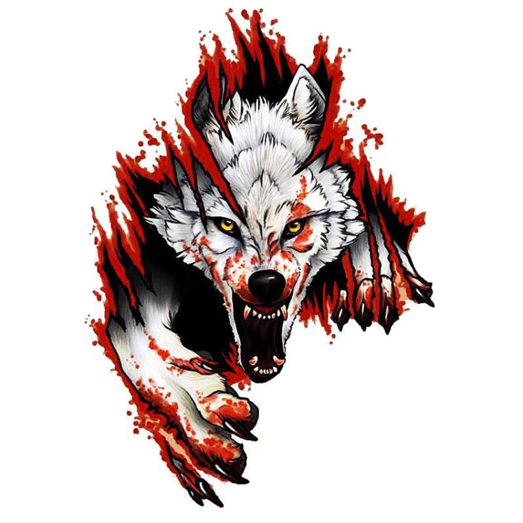 4 pezzi 3D realistica testa di lupo cappuccio porta auto decorazione adesivi graffi copertura adesivi per auto impermeabili, Wolf Head Right, Wolf Head Left