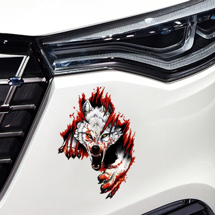 4 pezzi 3D realistica testa di lupo cappuccio porta auto decorazione adesivi graffi copertura adesivi per auto impermeabili, Wolf Head Right, Wolf Head Left