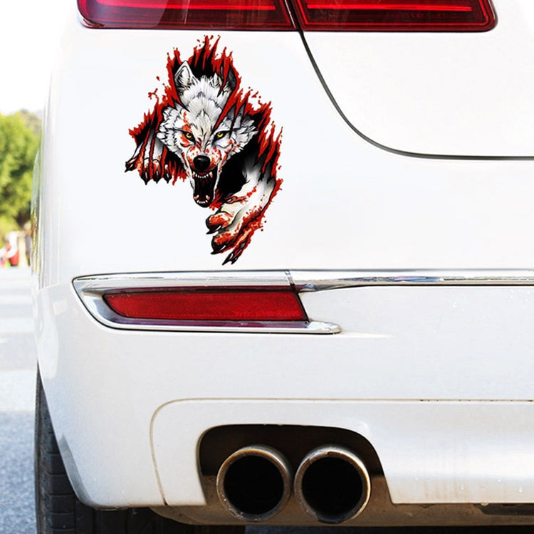 4 pezzi 3D realistica testa di lupo cappuccio porta auto decorazione adesivi graffi copertura adesivi per auto impermeabili, Wolf Head Right, Wolf Head Left