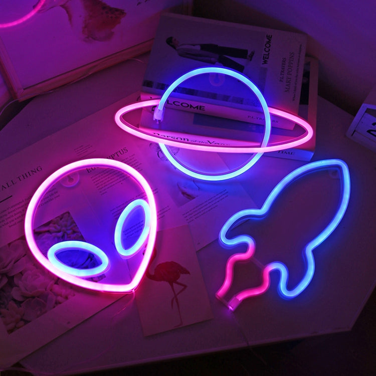 Luce decorativa al neon personalizzata a LED per modellare la luce Scatola batteria USB Dual Purpose, Spec:, Alien, Planet, Rocket