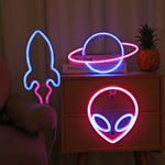 Luce decorativa al neon personalizzata a LED per modellare la luce Scatola batteria USB Dual Purpose, Spec:, Alien, Planet, Rocket