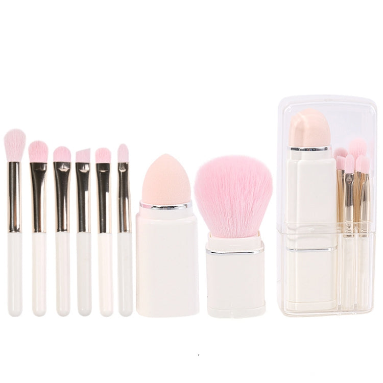 Pennello per trucco quadrato 8 in 1 Mini Pennello per fard retrattile portatile Pennello per ombretto Set per trucco per principianti, 8 in 1(Milk White), 8 in 1( Wine Red), 8 in 1(Light-skinned), 8 in 1(Light Blue)
