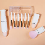 Pennello per trucco quadrato 8 in 1 Mini Pennello per fard retrattile portatile Pennello per ombretto Set per trucco per principianti, 8 in 1(Milk White), 8 in 1( Wine Red), 8 in 1(Light-skinned), 8 in 1(Light Blue)