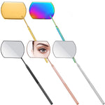 3 PCS Estensione del ciglio Specchio di ispezione portatile Lente rettangolare Anti-deformazione Radice Specchio antiappannamento Specchio per ciglia, Colorful, Titanium Black, Rose Gold, Golden, Silver
