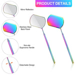 3 PCS Estensione del ciglio Specchio di ispezione portatile Lente rettangolare Anti-deformazione Radice Specchio antiappannamento Specchio per ciglia, Colorful, Titanium Black, Rose Gold, Golden, Silver