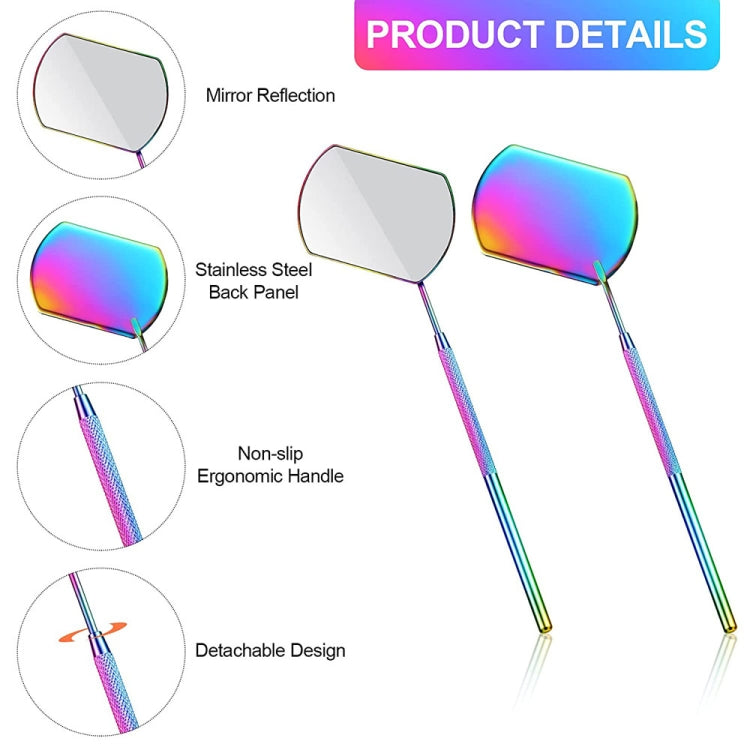 3 PCS Estensione del ciglio Specchio di ispezione portatile Lente rettangolare Anti-deformazione Radice Specchio antiappannamento Specchio per ciglia, Colorful, Titanium Black, Rose Gold, Golden, Silver