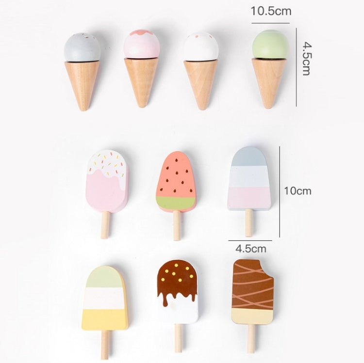 NUNUKIDS Set di giocattoli per gelato in legno di simulazione I bambini fanno finta di giocare a blocchi di costruzione, NUNUKIDS Ice Cream Toy Set