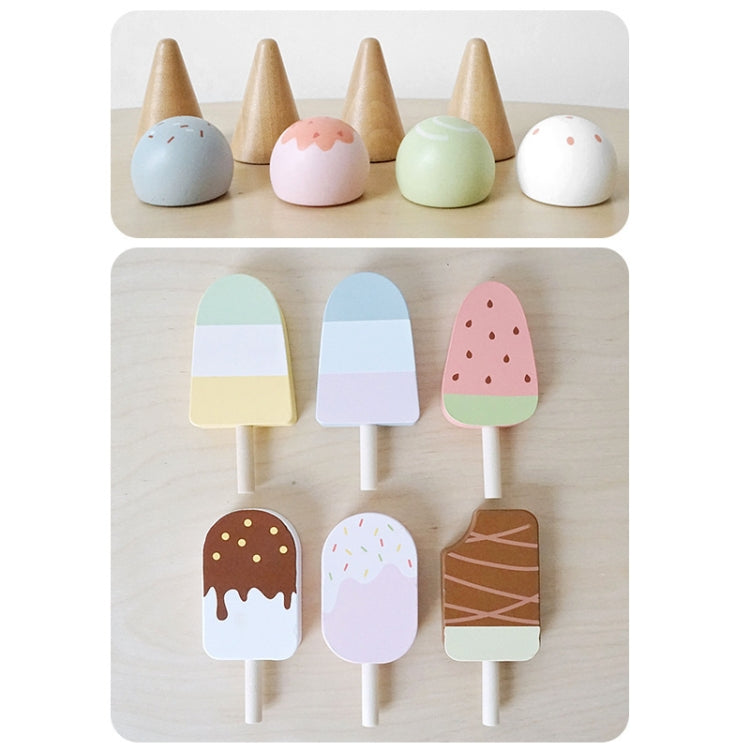 NUNUKIDS Set di giocattoli per gelato in legno di simulazione I bambini fanno finta di giocare a blocchi di costruzione, NUNUKIDS Ice Cream Toy Set