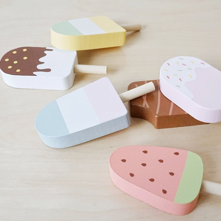 NUNUKIDS Set di giocattoli per gelato in legno di simulazione I bambini fanno finta di giocare a blocchi di costruzione, NUNUKIDS Ice Cream Toy Set