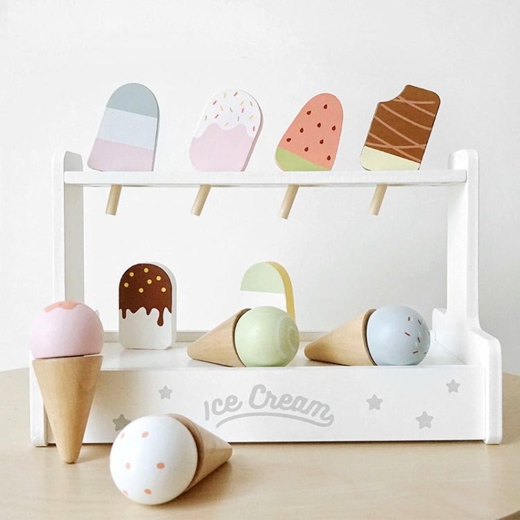 NUNUKIDS Set di giocattoli per gelato in legno di simulazione I bambini fanno finta di giocare a blocchi di costruzione, NUNUKIDS Ice Cream Toy Set