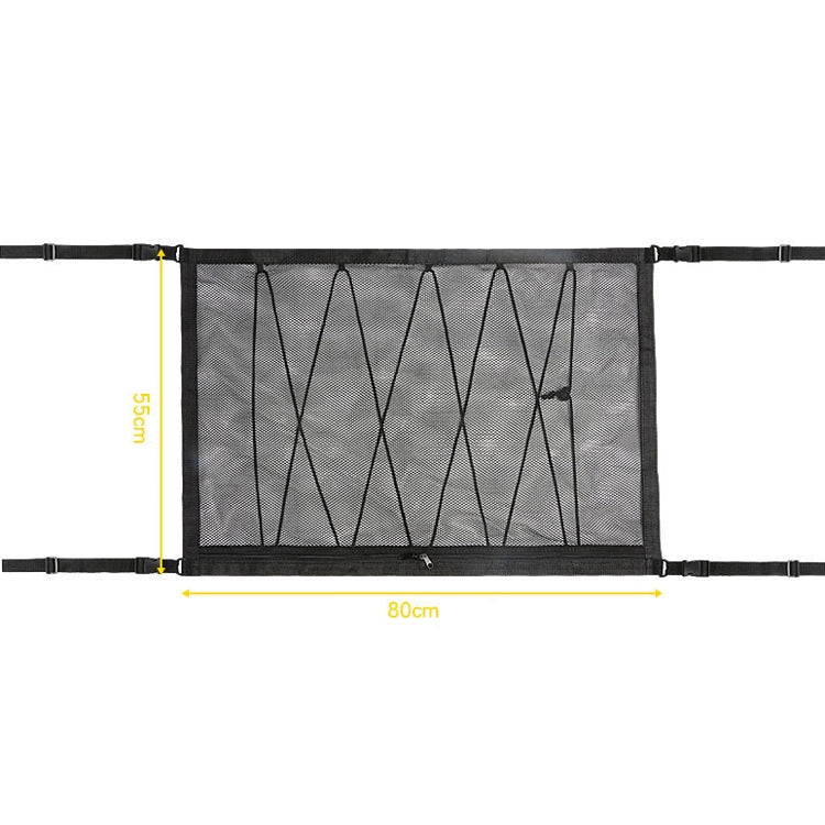 Borsa per rete portaoggetti da soffitto per auto Draw Rope Tasca per rete portaoggetti per auto con cerniera a doppio strato, 80x55cm