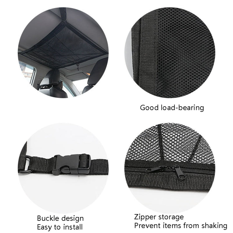 Borsa per rete portaoggetti da soffitto per auto Draw Rope Tasca per rete portaoggetti per auto con cerniera a doppio strato, 80x55cm