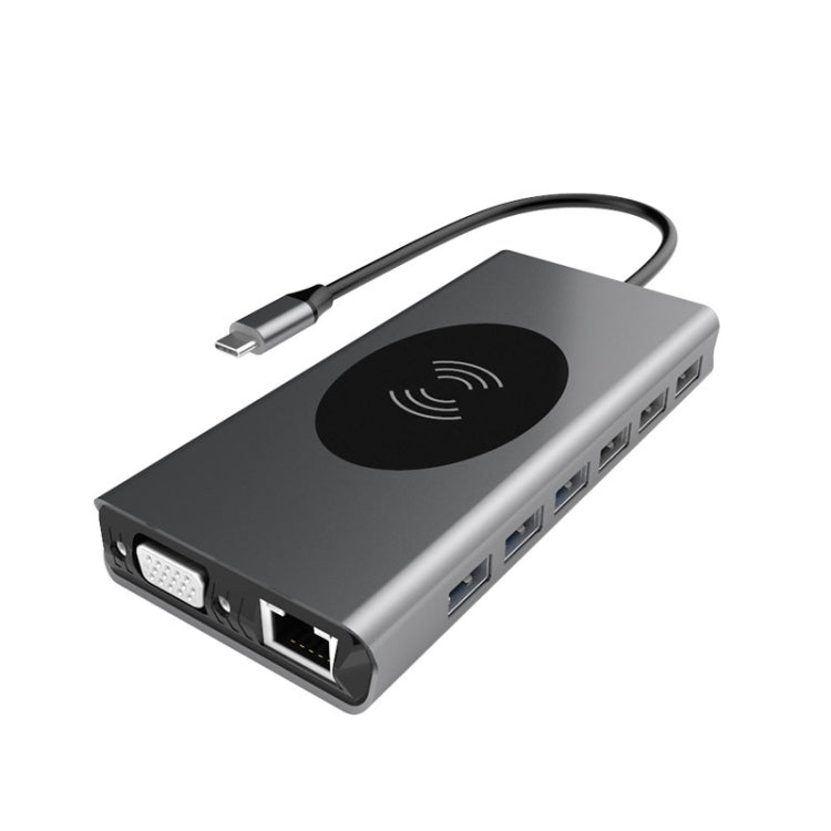 Docking station USB HUB di tipo C BX15W con funzione di ricarica wireless, BX15W