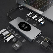 Docking station USB HUB di tipo C BX15W con funzione di ricarica wireless, BX15W