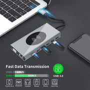 Docking station USB HUB di tipo C BX15W con funzione di ricarica wireless, BX15W