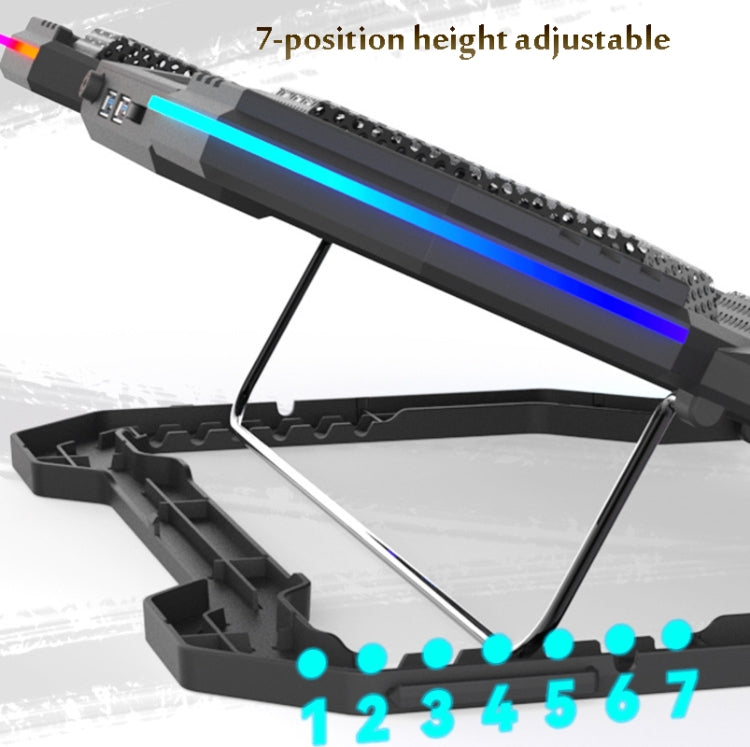 F12 6 Ventole USB Semiconduttore Computer Radiatore Supporto per notebook con supporto per telefono, Blue Light, Blue Light + RGB Light