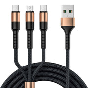 Cavo dati 3 in 1 da USB a Dual Type-C + Micro USB per la sincronizzazione della ricarica rapida, uscita:, 3A (Gold), 3A (Red), 3A (Black), 3A (Blue), 5A (Gold), 5A (Red), 5A (Black), 5A (Blue)
