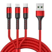 Cavo dati 3 in 1 da USB a Dual Type-C + Micro USB per la sincronizzazione della ricarica rapida, uscita:, 3A (Gold), 3A (Red), 3A (Black), 3A (Blue), 5A (Gold), 5A (Red), 5A (Black), 5A (Blue)